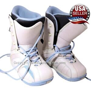 Snow Board Boots • Orion Vanilla Ice Porcelain Blue Trim • Lace Up • Unisex 10W